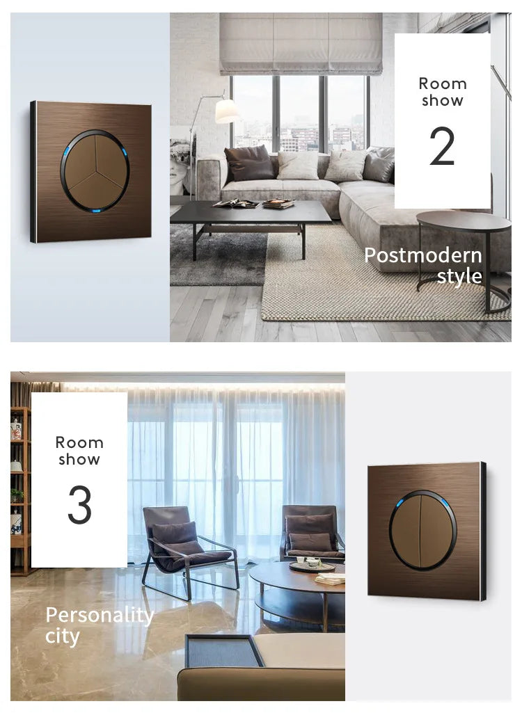 High quality coffee color universal Retro Eu FR 220V wall light switch,Reset button switch electrical socket with LED indicator