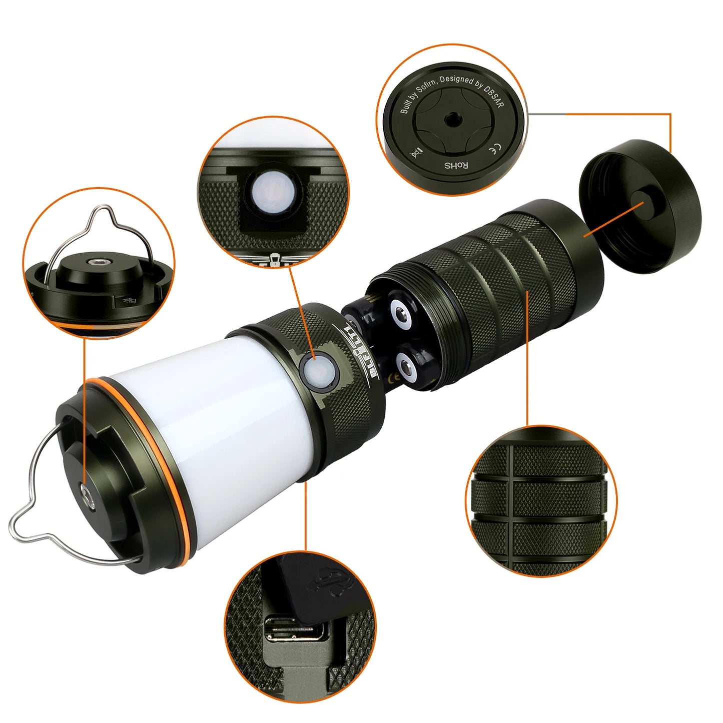 Sofirn Anduril 2.0 LT1 USB C Rechargeable Lantern Camping Light 8* LH351D Flashlight Outdoor Torch