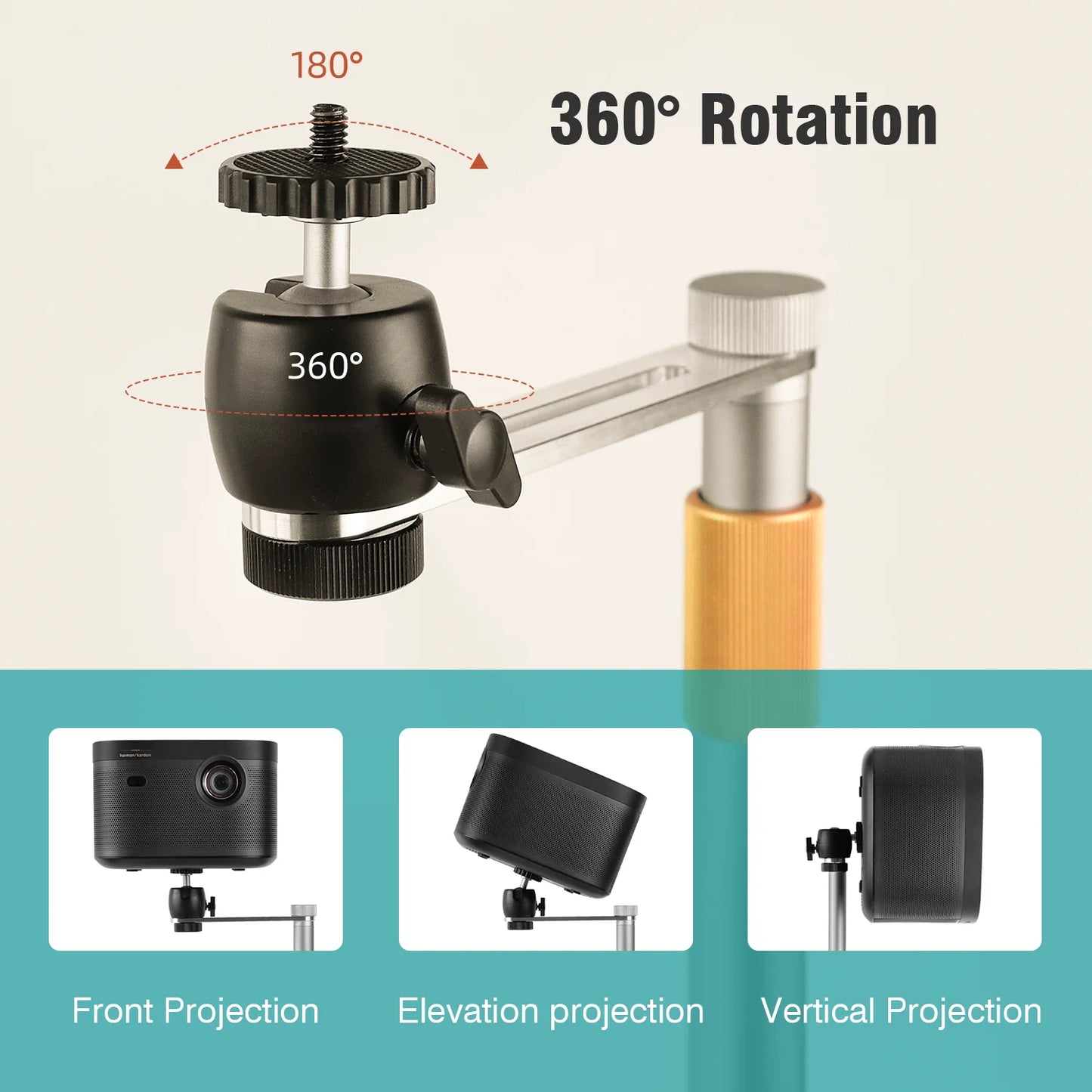Multifunctional Projector Stand for Bedside Desktop Sofa Bed 360° Rotation Adjustable Thick Metal Base Projector Support Bracket