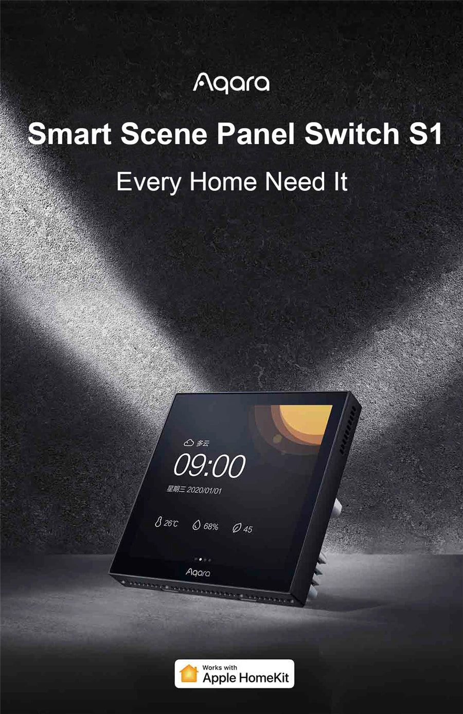 Aqara Smart Scene panel Switch S1 3.95 inch Touch Screen Voice Light Control AI Gesture Recognition For HomeK Aqara Home App