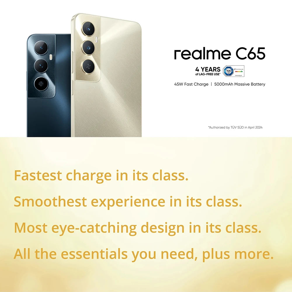 realme C65 Smartphone 50MP AI Camera 45W SUPERVOOC Charge 6.67'' Large Display 5000mAh Battery Helio G85 NFC