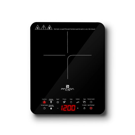 Cooktop Induction 1 Mouth Portable PandaPlus 2000W 220V Touch 8 Levels Power Temperature Safety Lock Glass Timer