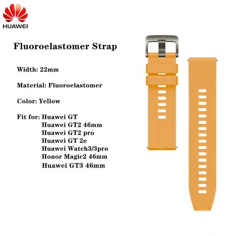 Original Huawei GT2 46mm FKM Rubber Watch Band 22mm Huawei Genuine Leather strap GT Stainless Steel Milanese Wacth Strap