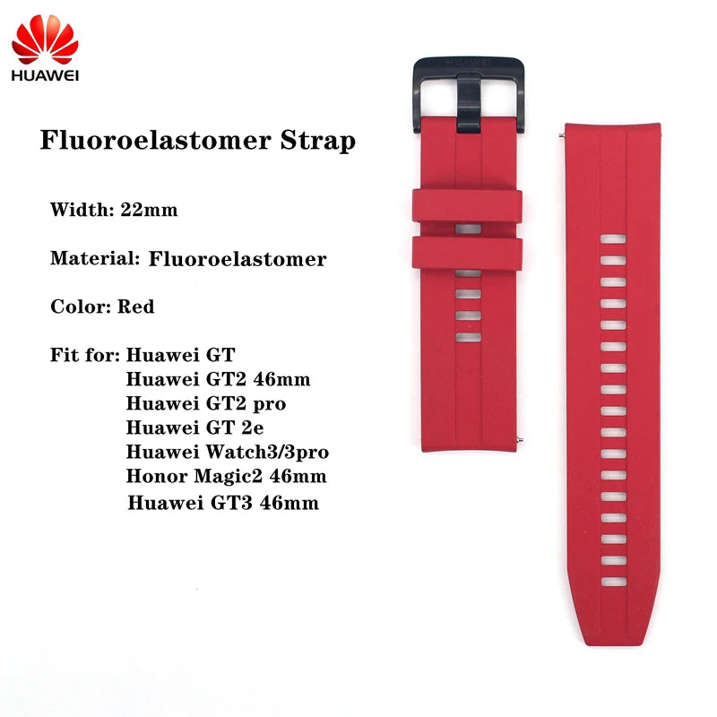 Original Huawei GT2 46mm FKM Rubber Watch Band 22mm Huawei Genuine Leather strap GT Stainless Steel Milanese Wacth Strap