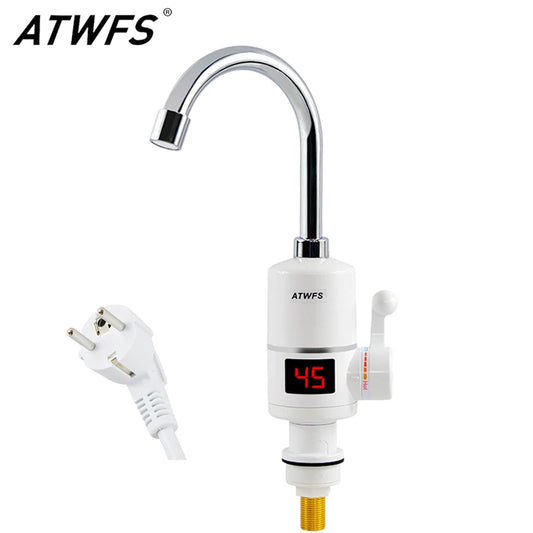 ATWFS Instant Hot Water Heater Tap Fast Instantaneous Thermostat for Water Heater 3000w Electrical Faucet Temperature Display