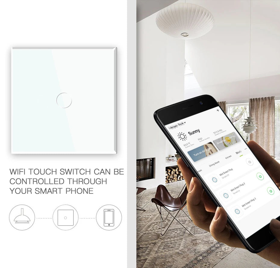 BSEED Zigbee 1/2/3Gang Touch Light Switches 1/2/3Way Tuya Smart Life Alice App Control Plus Normal EU Sockets Neutral Required
