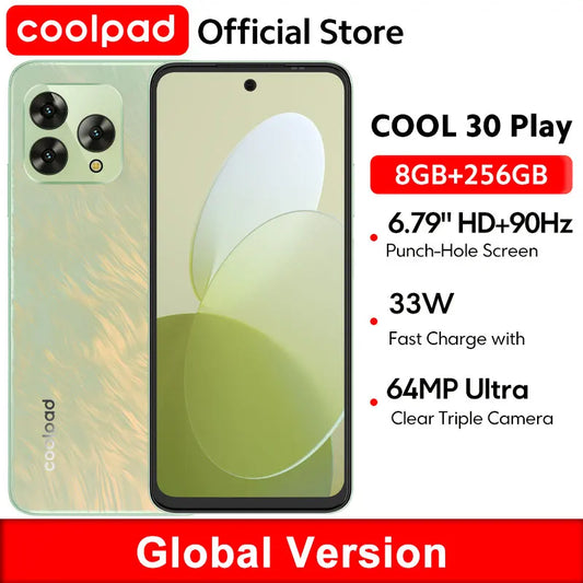 Global Version coolpad COOL 30 Play Smartphone NFC 6.79" HD+ 90Hz Punch-Hole Screen Helio G99 64MP Triple Camera 5000mAh Battery
