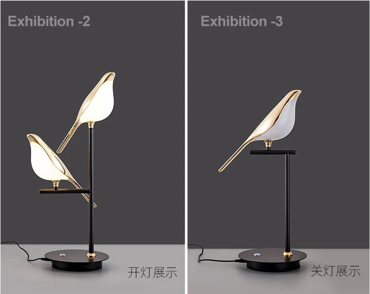 Modern LED Floor Lamps Table Desk Light with Bird Lighting for Bedroom Living Room