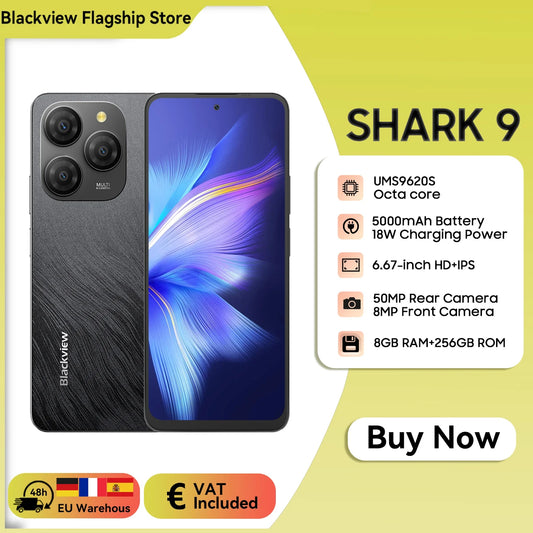 Blackview SHARK 9 5G Smartphone Android 14, T820, 8GB+256GB 6.67'' Unclock Mobile Phone, 50MP Cameras, NFC Cellphone, No Charger