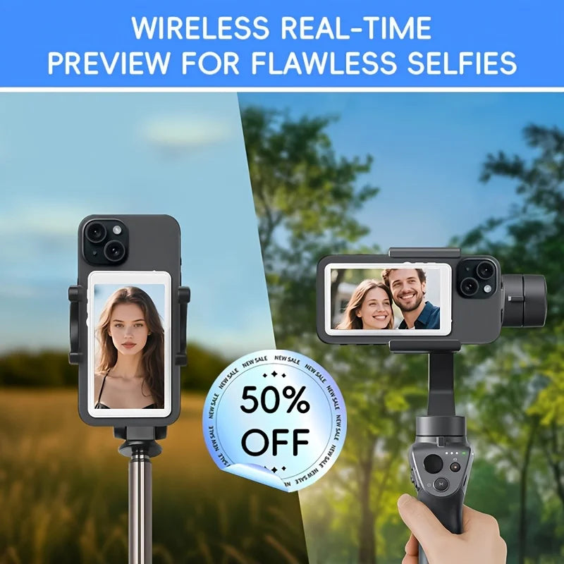Smartphone Wireless Magnetic Selfie Monitor Screen iPhone Android Phone Vlog Live Video Recording Outdoor Selfie Assistance