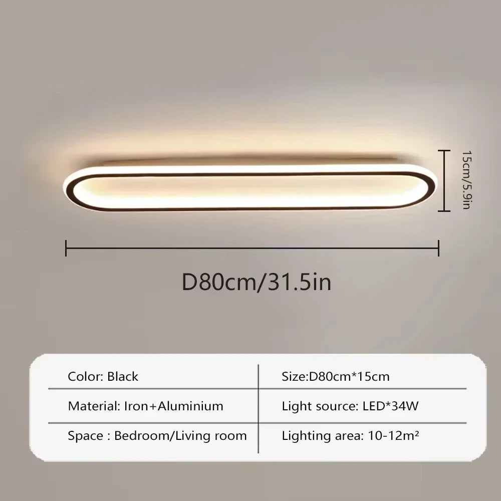 LED Modern Ceiling Light Oval Black Corridor 40/60/80CM Lamp For Bedroom Gallery Porch Living Room Hotel Indoor Lighting Fixture