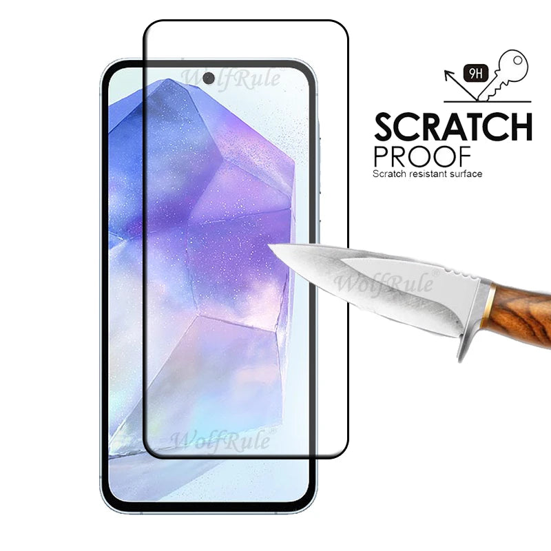 2/4PCS Screen Protector For Samsung A55 Glass Samsung Galaxy A55 Tempered Glass 9H Full Cover Glue Samsung A55 A52 A53 A54 A51
