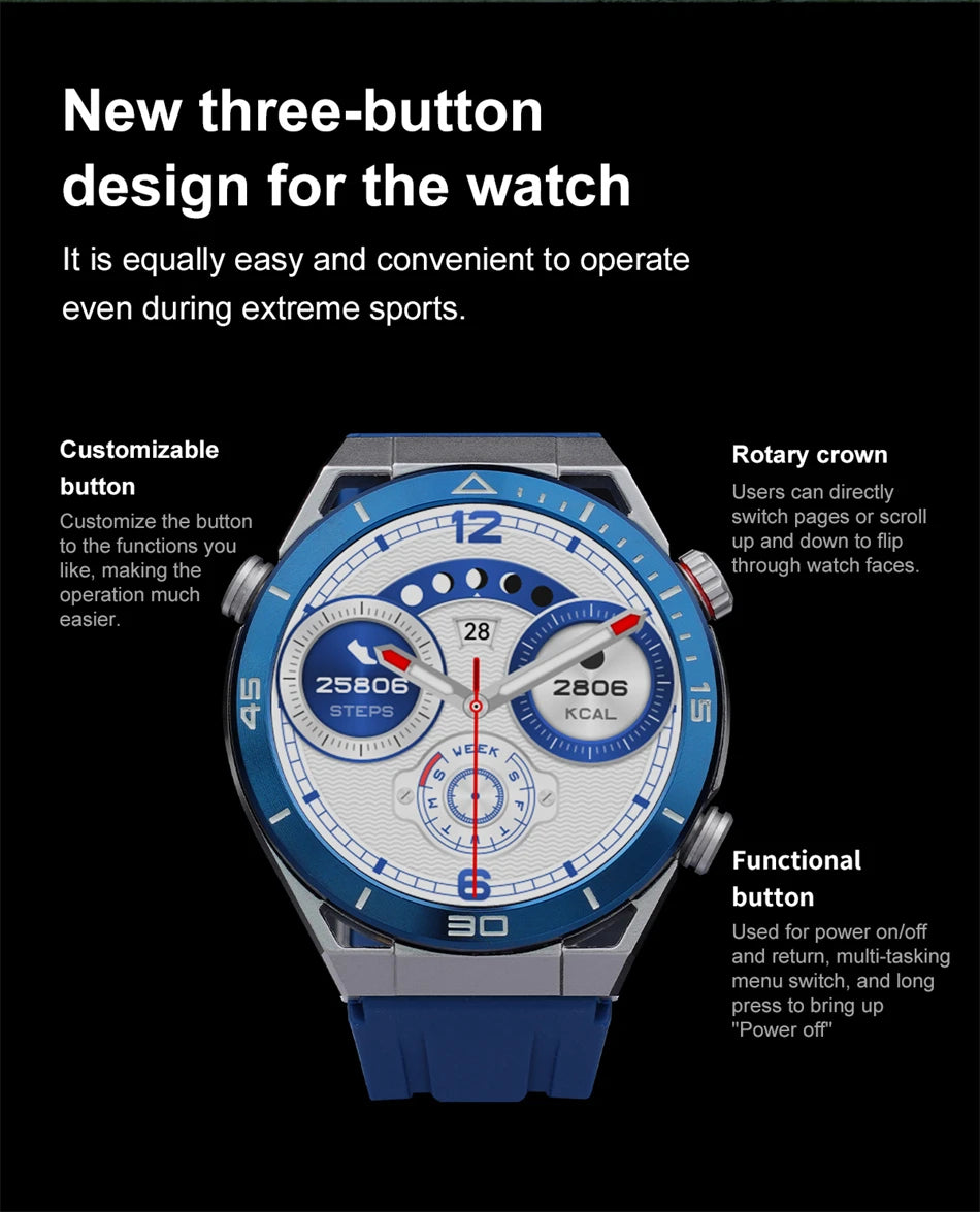 LIGE GPS Smart Watch Men 454*454 HD resolution Voice Calling NFC Watches Compass IP68 Waterproof ECG+PPG Smartwatch For Huawei