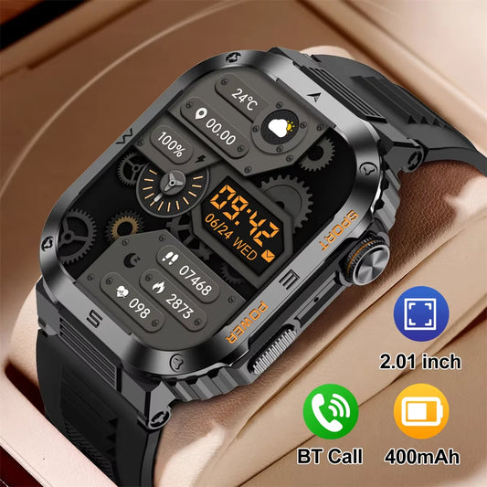 Rugged And Durable Military Smart Watch Ip68 Waterproof 2.01'' HD Display Bluetooth Voice Smart Watch For Android IOS XIAOMI