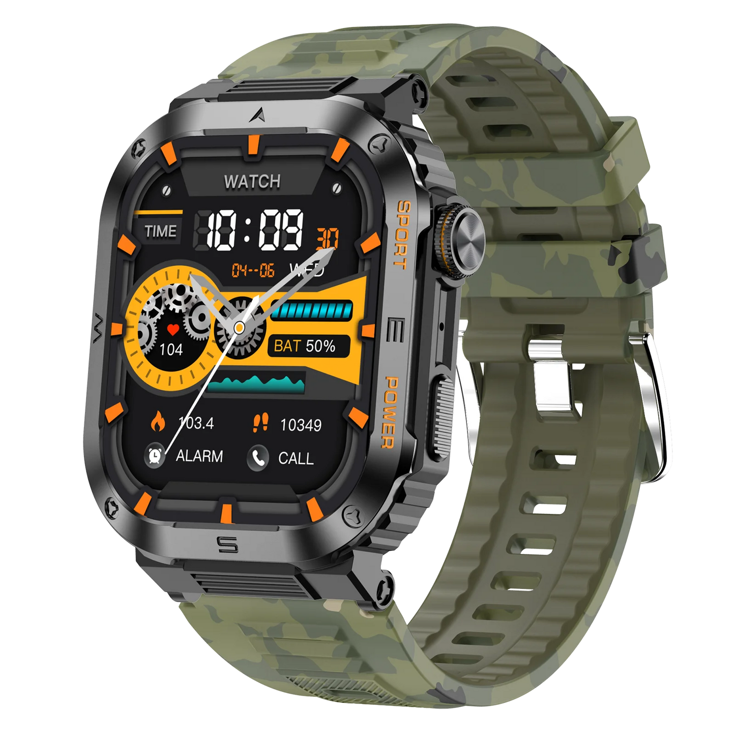 Rugged And Durable Military Smart Watch Ip68 Waterproof 2.01'' HD Display Bluetooth Voice Smart Watch For Android IOS XIAOMI
