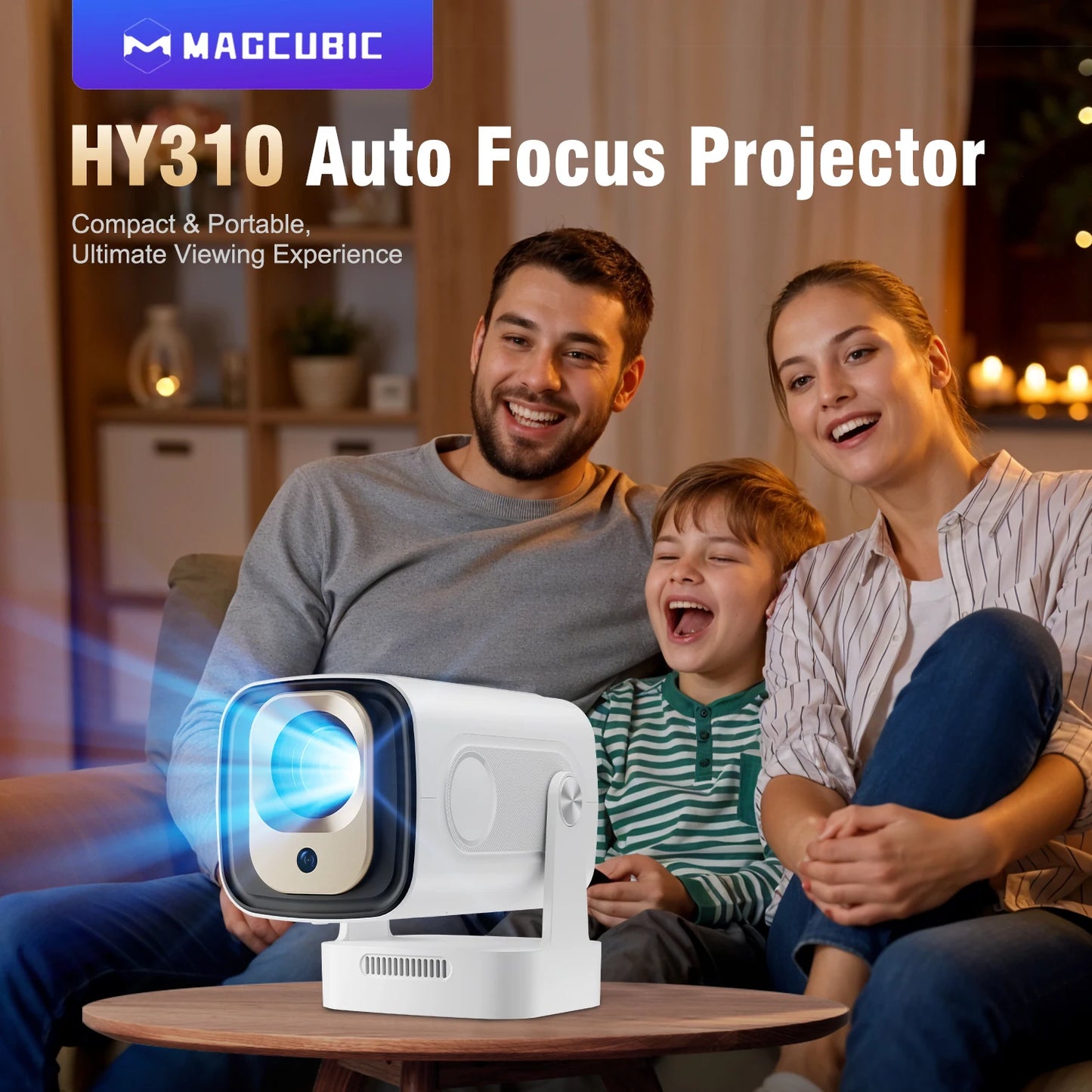 Magcubic HY310 Android 11 Projector 4K Native 1080P Auto Focus 330ANSI Dual Wifi with Air Mouse Voice Assistant Built Speaker