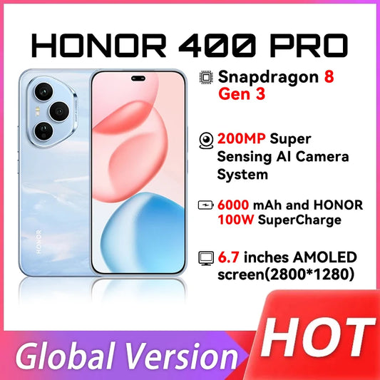 HONOR 400 Pro Global Version 5G Smartphone Snapdragon 8 Gen 3  6.7'' 120Hz AMOLED Display Support HONOR 100W SuperCharge ESIM