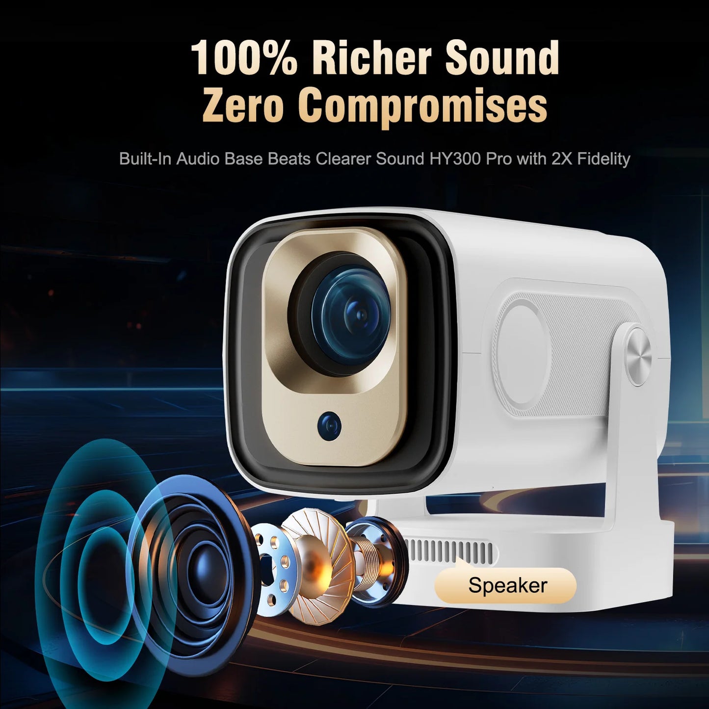 Magcubic HY310 Android 11 Projector 4K Native 1080P Auto Focus 330ANSI Dual Wifi with Air Mouse Voice Assistant Built Speaker