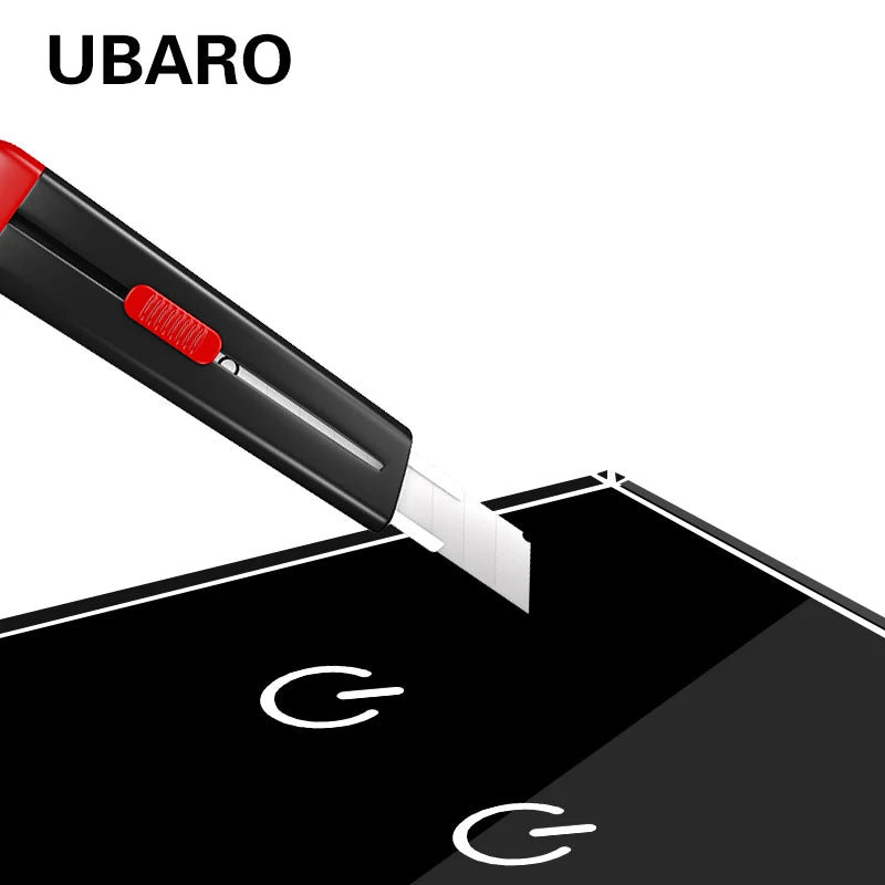 UBARO Eu Wall Touch Switch Luxury Glass Panel Led Indicator Power Light Sensor Button Live Wire Control Switches 1/2/3 Gang