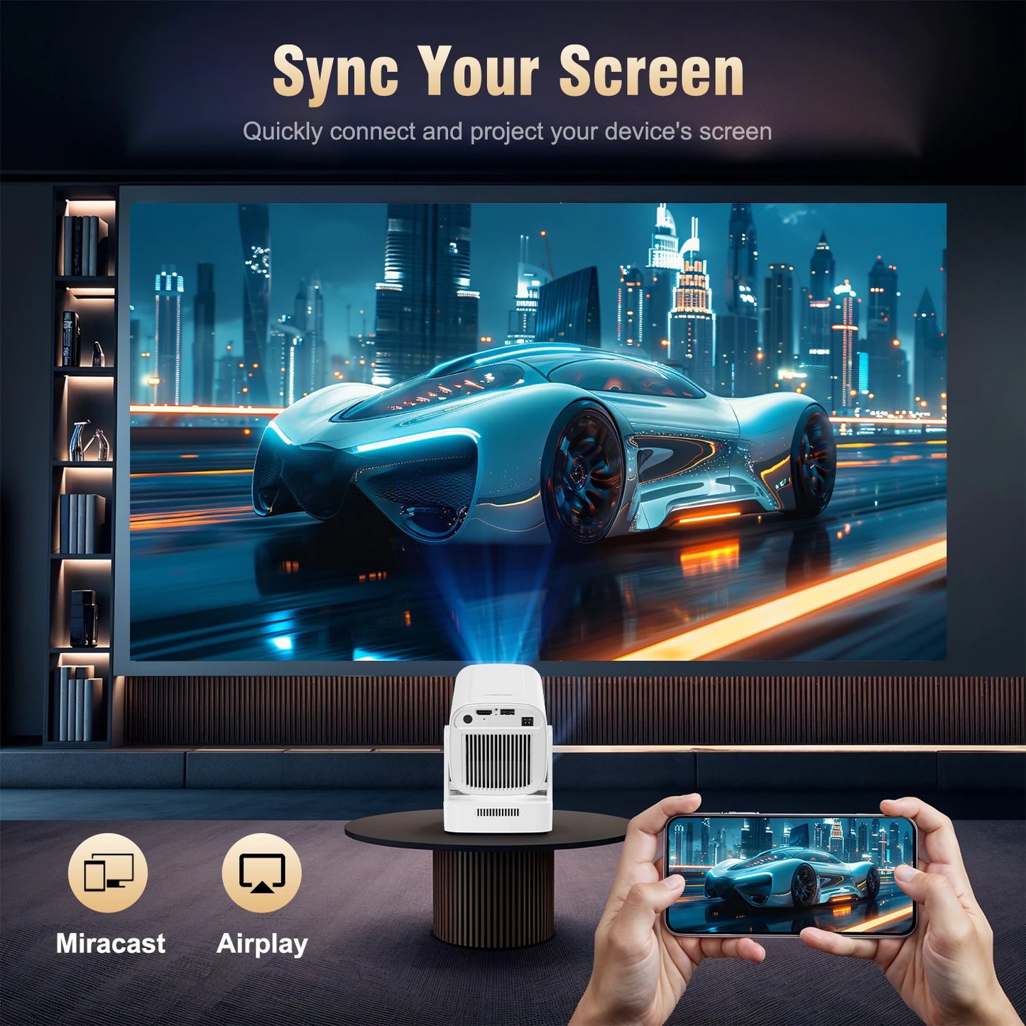 Magcubic HY310 Android 11 Projector 4K Native 1080P Auto Focus 330ANSI Dual Wifi with Air Mouse Voice Assistant Built Speaker