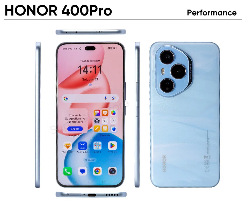 2025 HONOR 400 Pro Global Version 5G Smartphone Snapdragon 8 Gen 3 120Hz 6.7" AMOLED Display 200MP Camera 100W SuperCharge NFC
