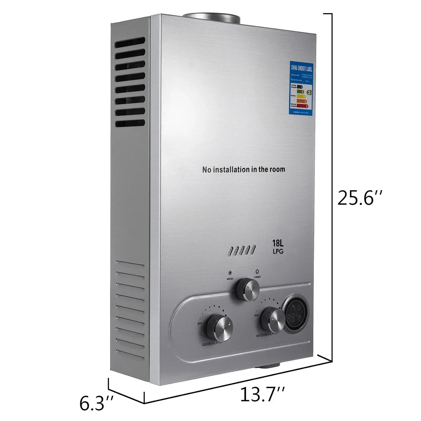 VEVOR LPG Water Heater LPG Boiler Gas Stainless Steel Tankless Home Appliance
