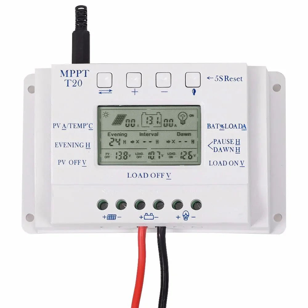PowMr MPPT PWM 20A 30A 40A Solar Charge Controller 12V 24V Auto Solar Panel Regulator Solar Battery Charger Dual Timer