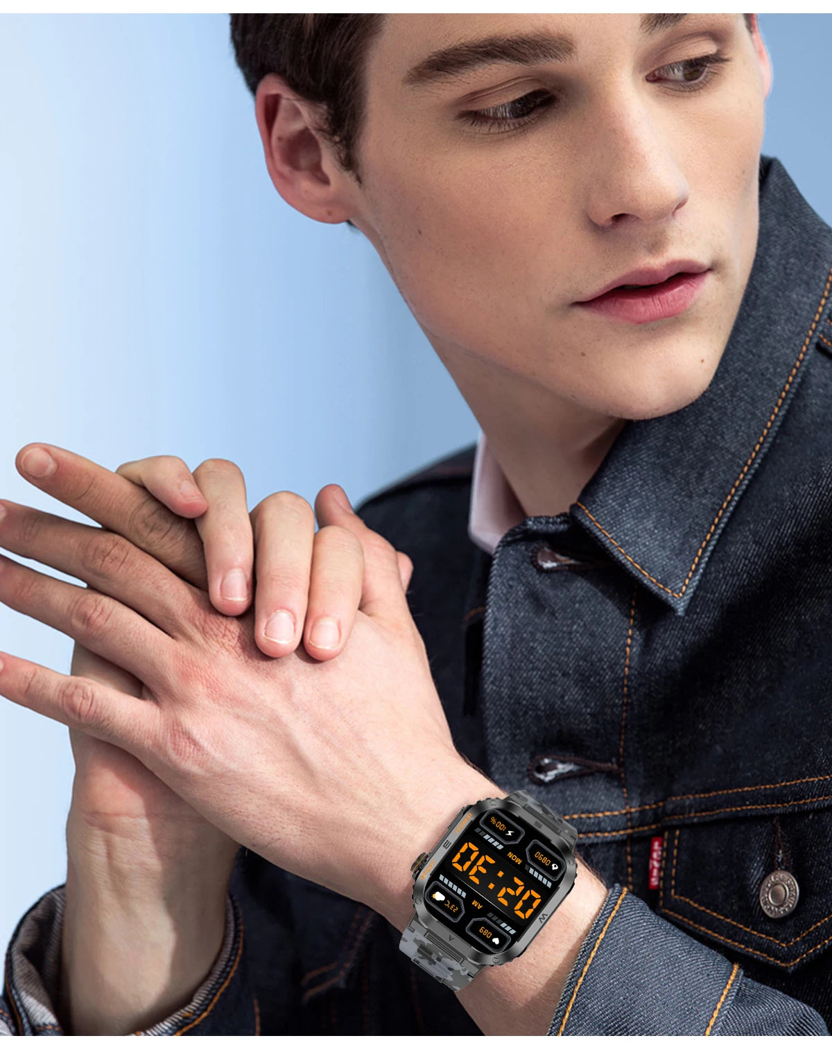 Rugged And Durable Military Smart Watch Ip68 Waterproof 2.01'' HD Display Bluetooth Voice Smart Watch For Android IOS XIAOMI
