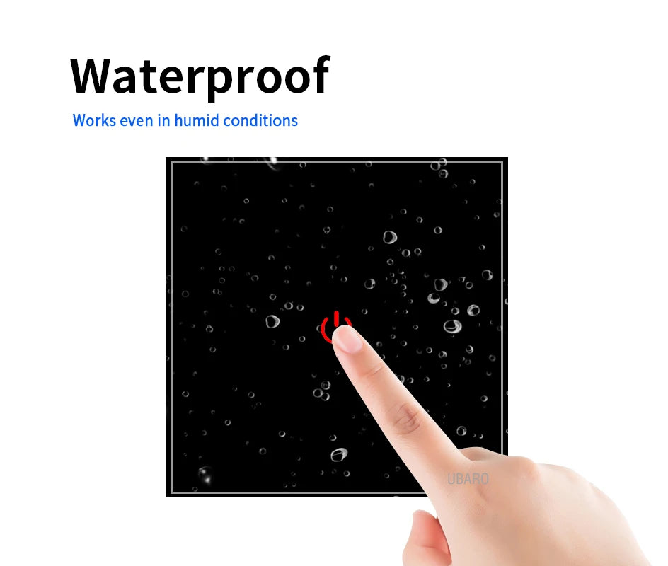 UBARO Eu Wall Touch Switch Luxury Glass Panel Led Indicator Power Light Sensor Button Live Wire Control Switches 1/2/3 Gang