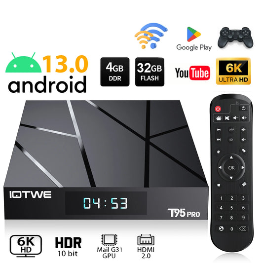 T95 Max H618 Smart TV Box Android 13 Set-Top-Box H618 Quad Core 6K WIFI6 BT5.0 T95Pro Media Player Smart Set-Top-Box 4GB+32GB