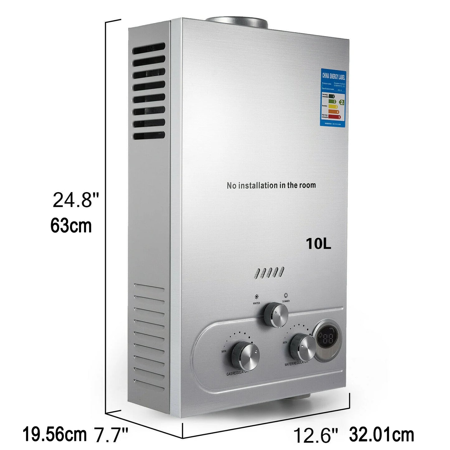 VEVOR LPG Water Heater LPG Boiler Gas Stainless Steel Tankless Home Appliance