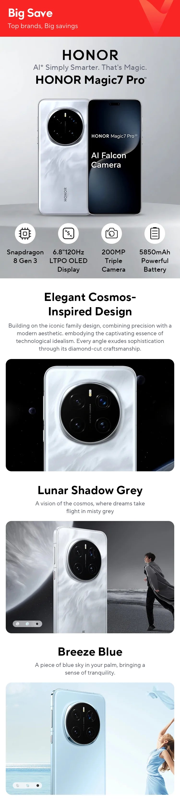【World Premiere】Global Version HONOR Magic7 Pro 5G Smartphone Magic 7 Pro Snapdragon 8 Elite 120Hz OLED Screen 100W Fast Charge