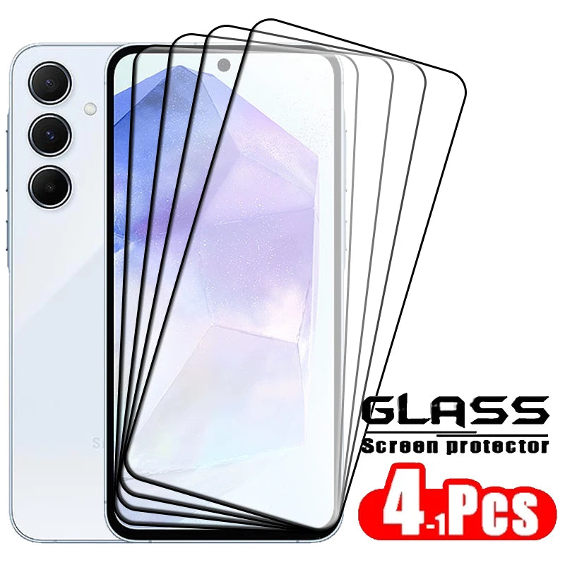 2/4PCS Screen Protector For Samsung A55 Glass Samsung Galaxy A55 Tempered Glass 9H Full Cover Glue Samsung A55 A52 A53 A54 A51