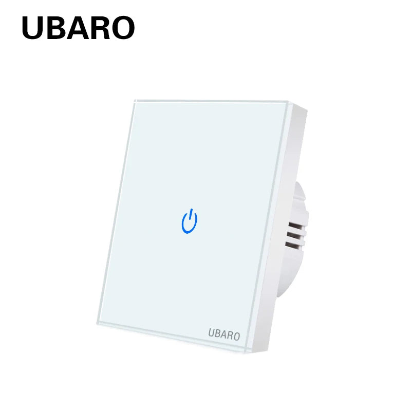 UBARO Eu Wall Touch Switch Luxury Glass Panel Led Indicator Power Light Sensor Button Live Wire Control Switches 1/2/3 Gang