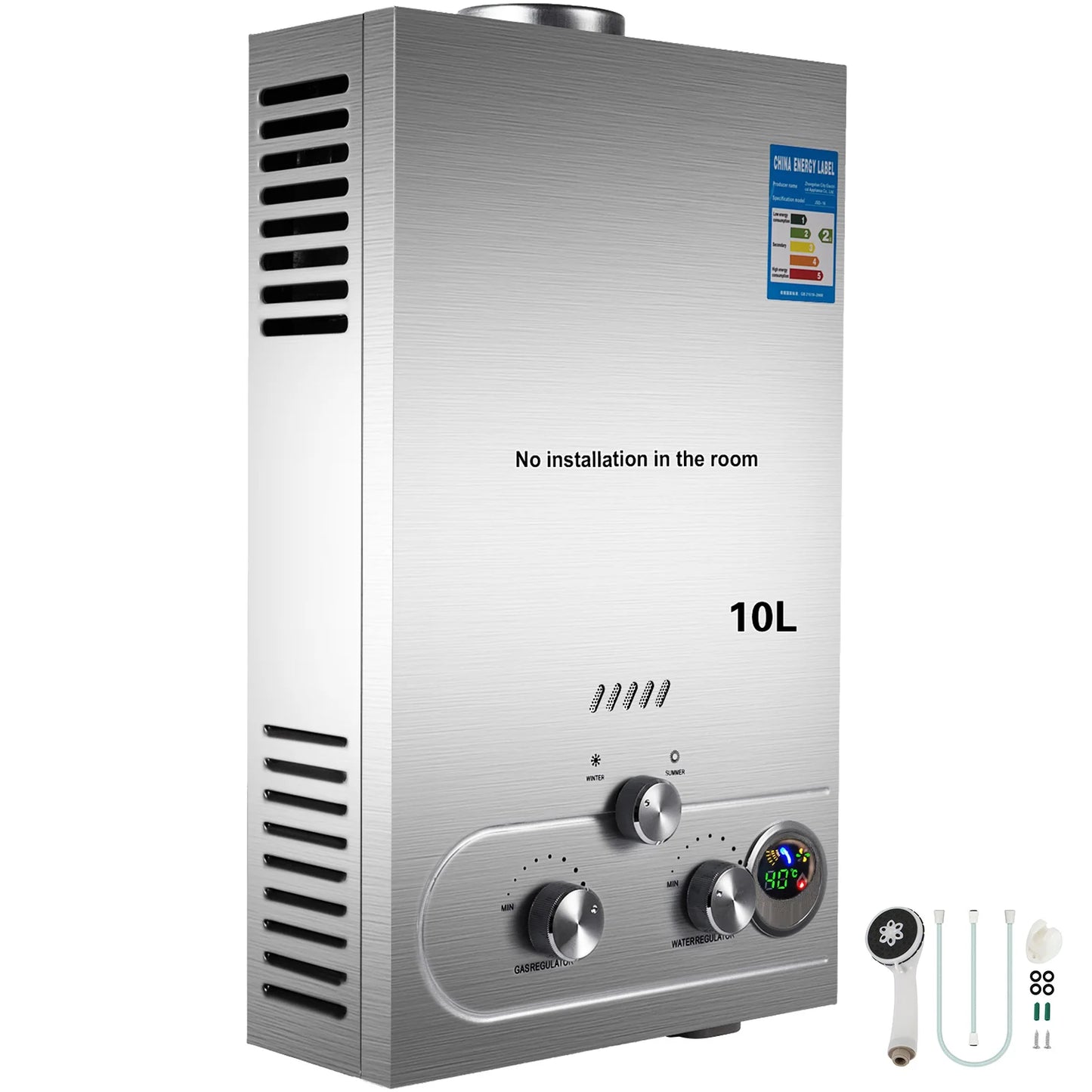 VEVOR LPG Water Heater LPG Boiler Gas Stainless Steel Tankless Home Appliance