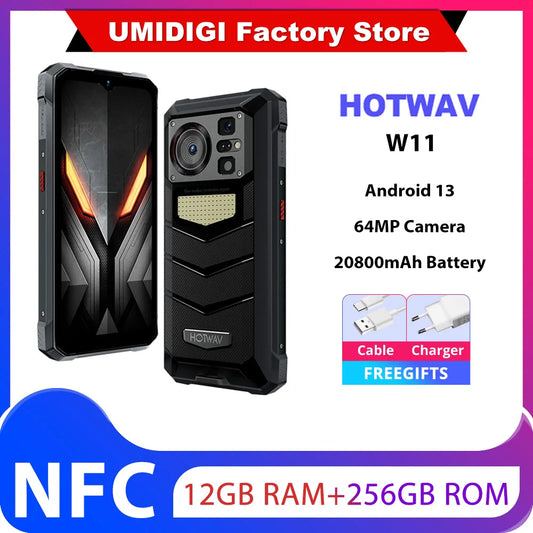HOTWAV W11,12GB+256GB,Rugged,20800 мАч,280LM Flashlight,NFC,33W Fast Charging,24MP Night Camera,Global Version