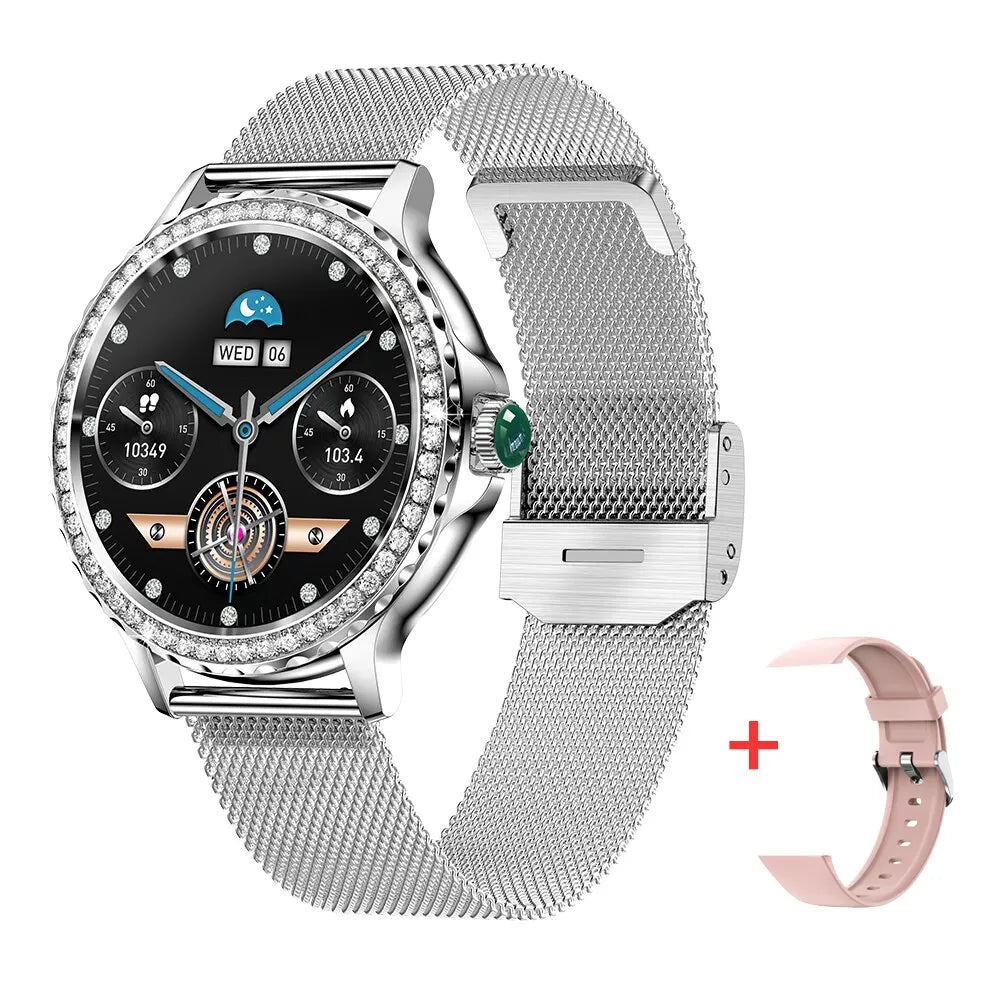MEVADEN Rosegold Smart Watch For Lady Bluetooth Call 100+Sports Mode Fitness Women Smartwatch DIY Dials For IOS Android NX19