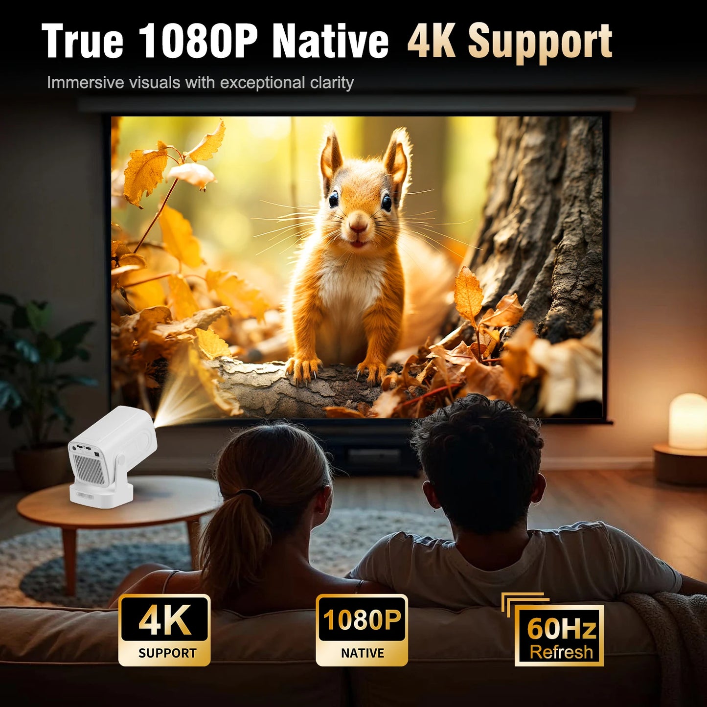 Magcubic HY310 Android 11 Projector 4K Native 1080P Auto Focus 330ANSI Dual Wifi with Air Mouse Voice Assistant Built Speaker