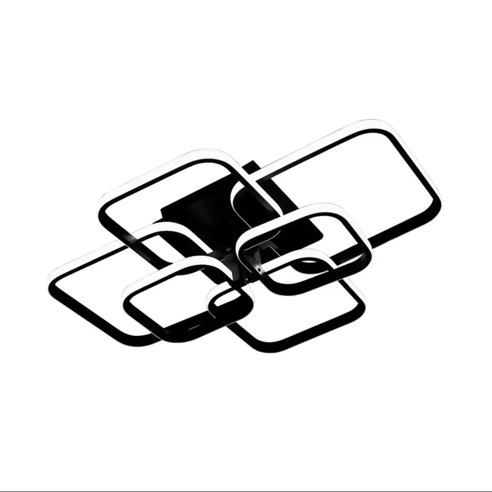 Modern Square LED Ceiling Lamp Chandelier Light, Black Frame-6 Head Cool/Dimmable White