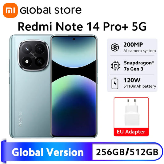Xiaomi Redmi Note 14 Pro Plus 5G Smartphone Global Version Snapdragon 7s Gen 3 200MP OIS Camera 6.67" AMOLED Display 120W Charge