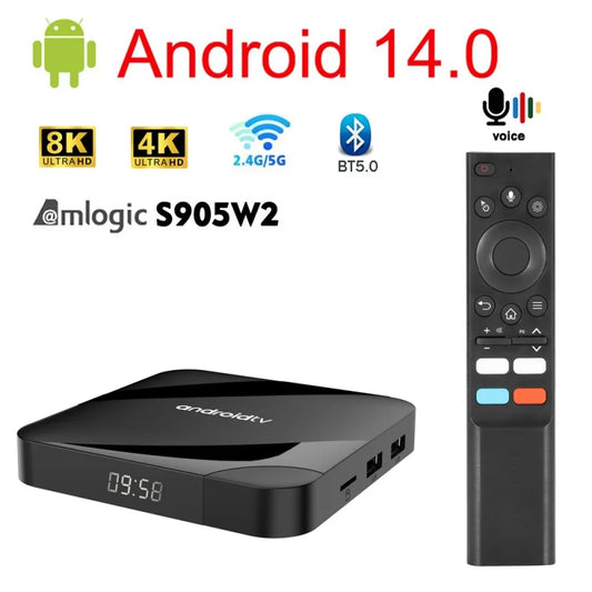 TV98 ATV W2 TV Box Android 14 TV98 ATV Amlogic S905W2 iptv 5G Dual Wifi 8K 4K Media Player Voice Remote PK TV98 PRO Set Top Box