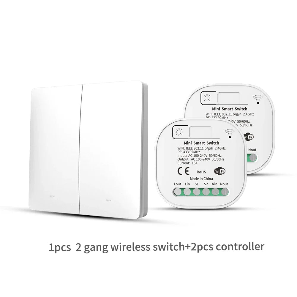 Tuya Smart Switch No Battery Required Push Button Panel Light Switches WiFi Wireless Remote Timing Relay Aleax Wall Switch