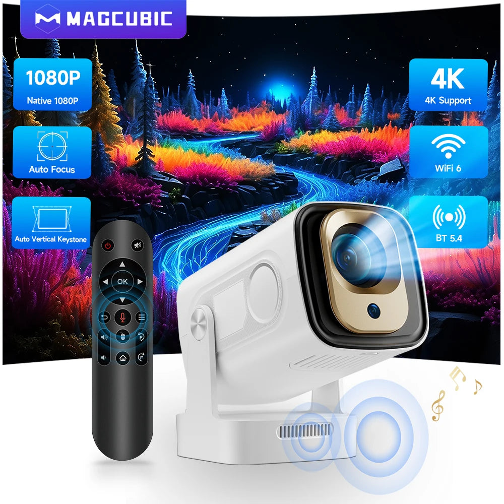 Magcubic HY310 Android 11 Projector 4K Native 1080P Auto Focus 330ANSI Dual Wifi with Air Mouse Voice Assistant Built Speaker