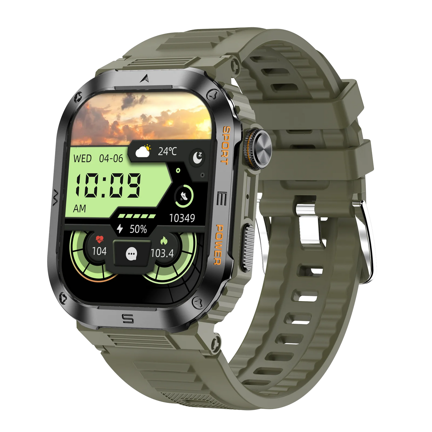 Rugged And Durable Military Smart Watch Ip68 Waterproof 2.01'' HD Display Bluetooth Voice Smart Watch For Android IOS XIAOMI