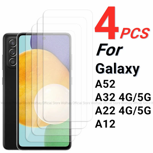 2/4PCS Screen Protector For Samsung Galaxy A52 Tempered Glass Samsung Galaxy A12 A22 A32 A52 Glass Film For Samsung Galaxy A52