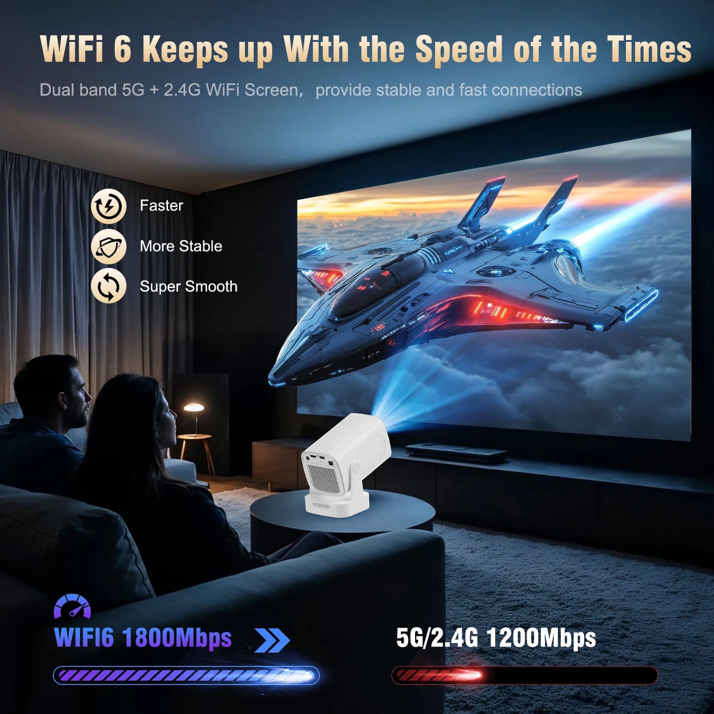 Magcubic HY310 Android 11 Projector 4K Native 1080P Auto Focus 330ANSI Dual Wifi with Air Mouse Voice Assistant Built Speaker