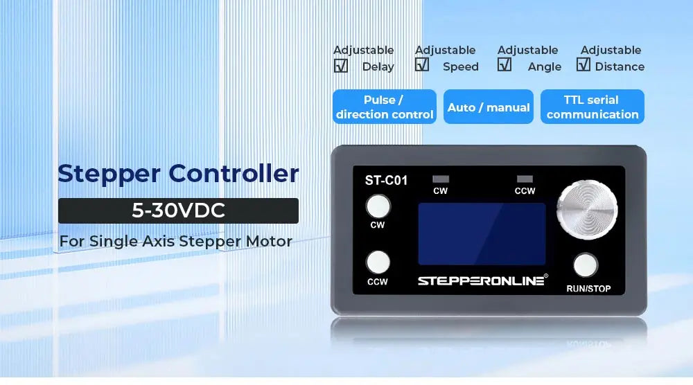 STEPPERONLINE Stepper Motor Driver Controller 5-30VDC Forward Reverse Pulse Mode for Single Axis Nema 17 23 Motor