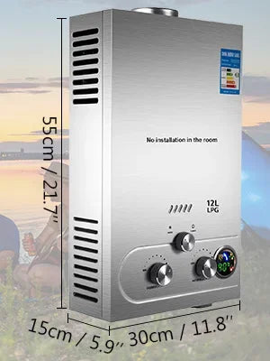 VEVOR LPG Water Heater LPG Boiler Gas Stainless Steel Tankless Home Appliance