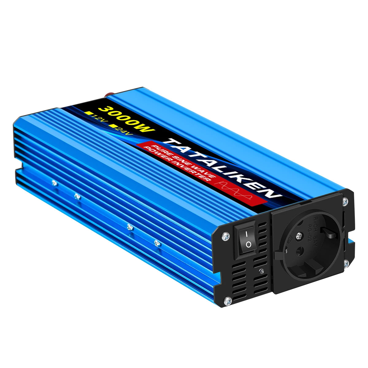 3000W Pure Sine Wave Power Inverter 12V to 230V 240V Car Converter Adapter with EU Outlets and Cooling Fan