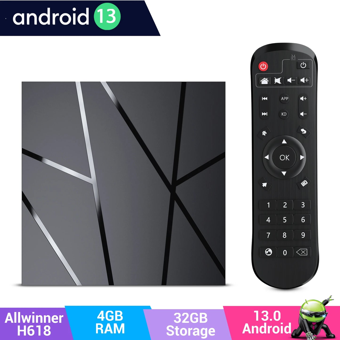 T95 Max H618 Smart TV Box Android 13 Set-Top-Box H618 Quad Core 6K WIFI6 BT5.0 T95Pro Media Player Smart Set-Top-Box 4GB+32GB